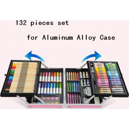 4set,132pcs/set Art set Drawing Painting Set for Children Kids Water Color Crayon Oil Pastel Art Tools with Aluminum Alloy Case