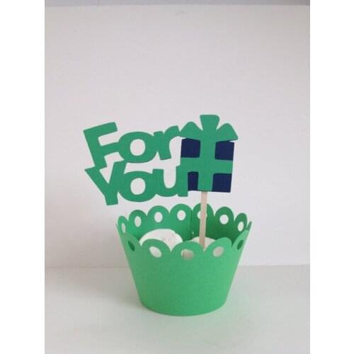 For You Happy Birthday Present Cupcake Topper wedding bridal baby shower toothpicks engagement food pick