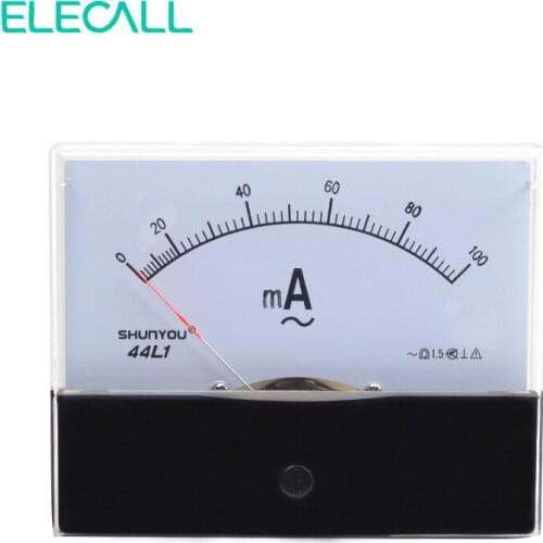 ELECALL 44L1 100mA AC 0~100mA Rectangle Dial Current Teste Panel Analog Ampere Meter