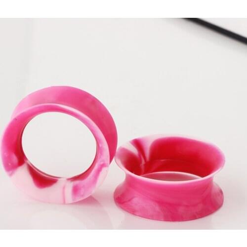 JUNLOWPY Silicone Flesh Tunnels Ultra Thin Double Flared Saddle Ear Stretchers Lobe Plugs Piercing Earring Expanders 100/200pcs