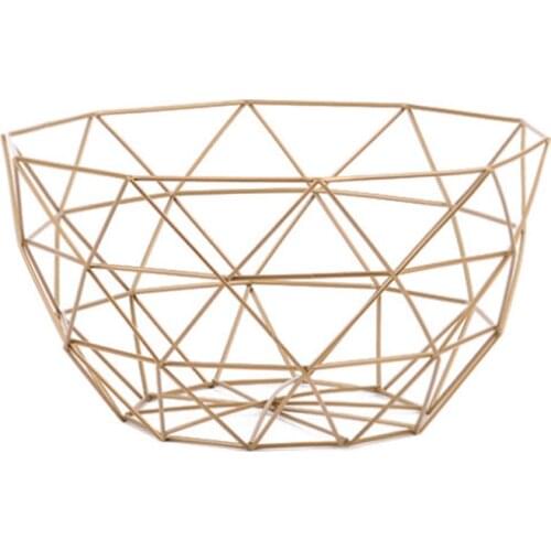 New Nordic Storage Baskets Gold Metal Art Snacks Candy Fruit Basket for Living Room Desktop Kitchen Organizer Basket