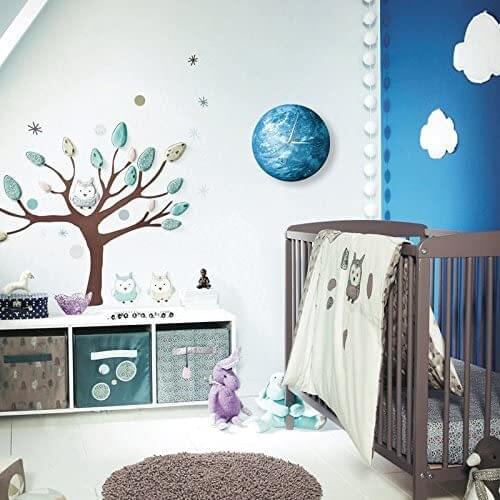 Cute Moonlight Wall Clock, 3D Earth Glow Night Light Luminous Wall Round Clock(Earth)