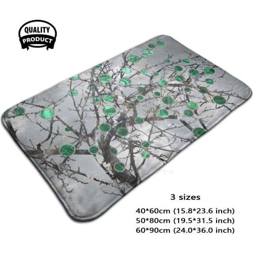 Abstract Gemstone And Malachite Tree Soft House Family Anti-Slip Mat Rug Carpet Mother Of Pearl Abalone Shell Silver Luxury