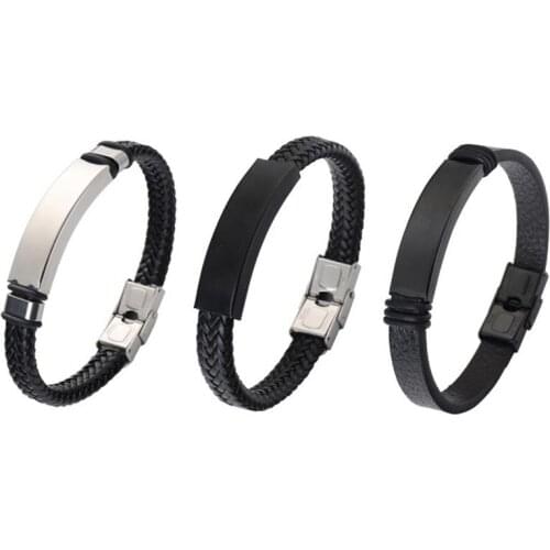2021new Fashion Vintage Bracelet Faux Leather 3PCS Black And Sliver Color Fashion Wrist Bracelet Simple Bracelet On Hand For Man