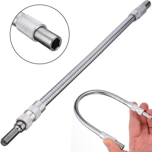 New 30cm 1/4'' Hex Flexible Metal Shaft Extension Pumbing Hose Drill Impact Driver Ratchet Screwdriver Extend Rod Hareware Tool