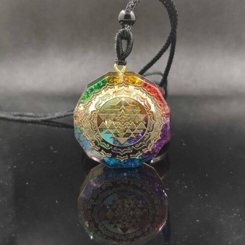 Orgonite Pendant Sri Yantra Necklace Sacred Geometry Chakra Energy Necklace Meditation Jewelry