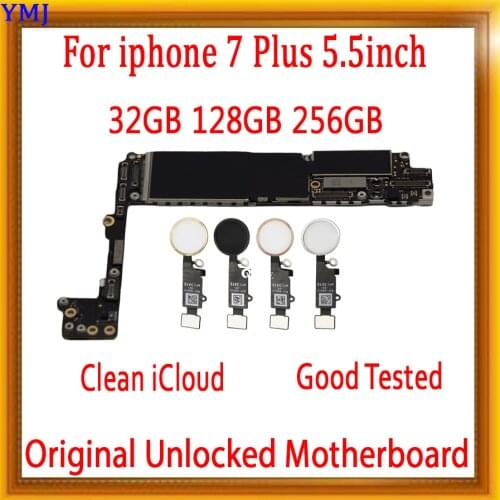Original unlocked for iPhone 7 Plus Motherboard with Full Chips,Black/White/Gold/ Pink for iphone 7 Plus Mainboard with Touch ID
