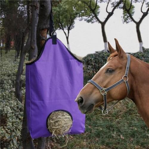 Slow Feed Horse Hay Bag Hanging Pouch Feeder Holder Feeding Dispenser Container Web Front Slow Feeder Folding Tote Bags for Farm
