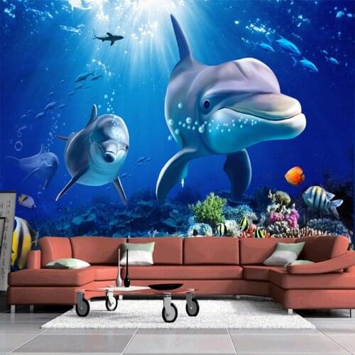Custom Photo Wallpaper 3D Dolphin Underwater World Background Modern Wall Papers Home Decor Living Room Sofa TV Wall Painting