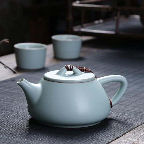 Ru Kiln Teapot Ceramic Tea Set Small Teapot Ru Porcelain Kung Fu Tea Set Black Tea Brewing Teapot