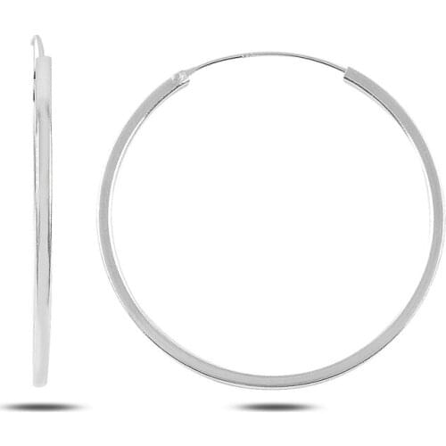 Silver 925 Sterling 40mm Simple Ring Earrings