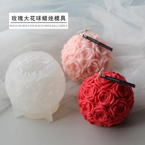 Rose Flower Ball Candle Silicone Mold Wedding Wedding Celebration Candle Diy Candle Material Silicone Abrasive Tool