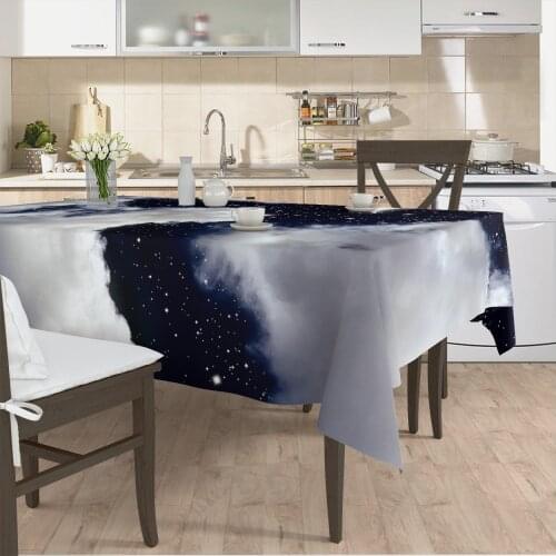 Table cloth living room kitchen cover dark blue sky cloud patterned micro fabric cover with runner pattern Free Shipping