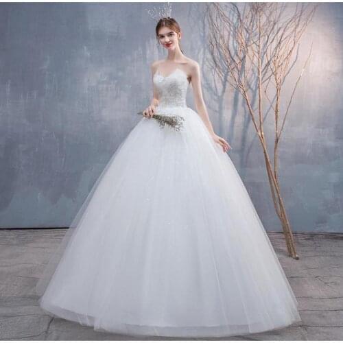 Wedding Dress 2020 New Elegant Strapless Wedding Ball Gown Sequins Applique Slim Princess Bride Dress Plus Size Vestido De Noiva