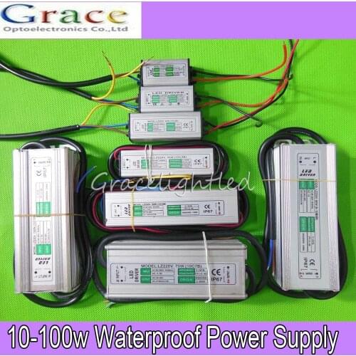 Waterproof Power Supply Hihg Power LED Driver 10w 20w 30w 50w 70w 80w 100w Light
