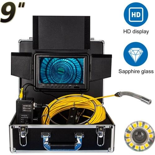 WP90F 9Inch Monitor Spring 512Hz Transmitter Self Leveling Sewer Drain Pipe Inspection 23 Camera with DVR Recorder 1200TVL lines