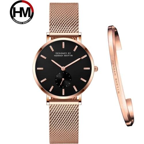 Hannah Martin Japan Original Quartz Wrist Watches Women Waterproof Watch Bracelet Luxury Brand Simple Casual Ladies Wristwatches