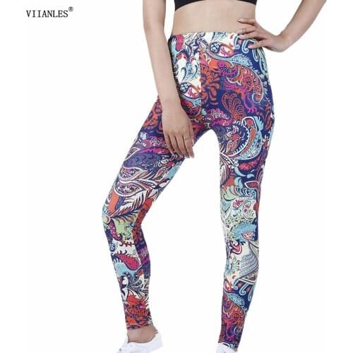 VIIANLES Women Leggings Workout Pants Printed Slim Push Up Leggins Fitness Sexy High Waist Fitness Spandex Sport Trousers New