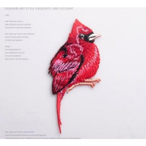 1 Pc Bird Parrot Cardinal Peacock Applique DIY Patches Embroidered Iron On Stick On Patch