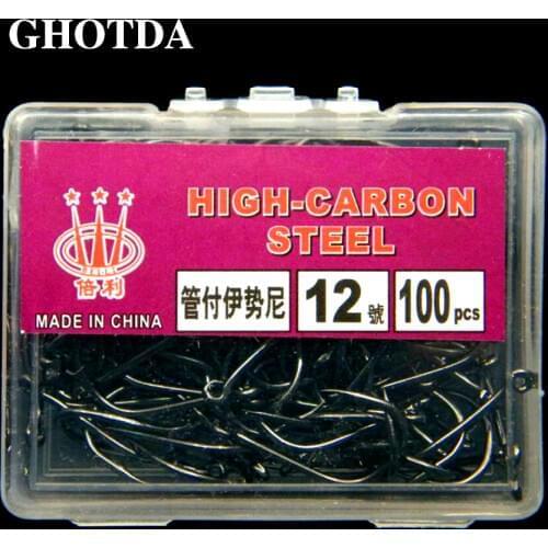 100Pcs High Carbon Steel Fishing Hooks Set in Barbed For Fishing Accessories