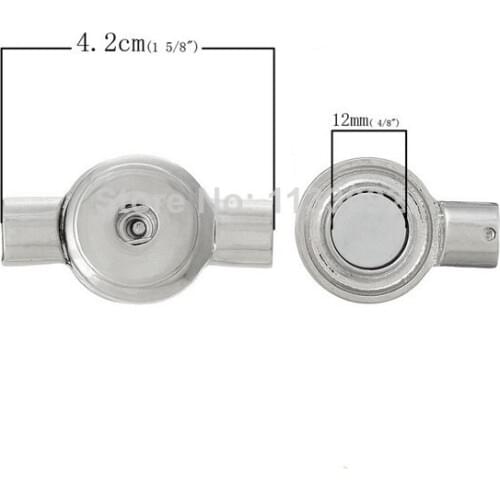 15pcs/lot 2014 New Round Magnetic Clasp Silver Snap Button Charm For Making Diy Snap Leather Necklace Jewelry 4.2x2.3cm