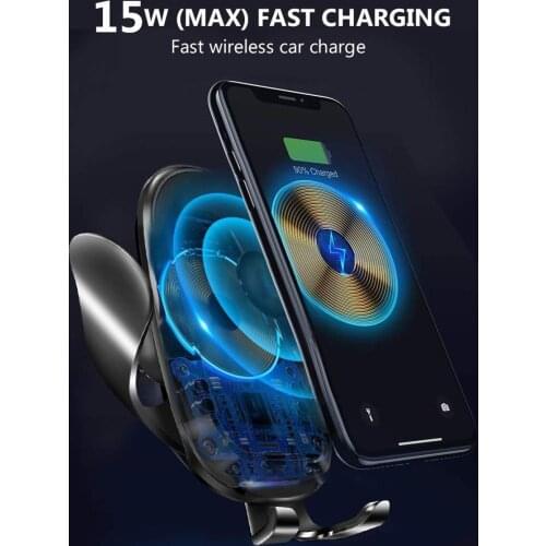 15W Automatic Gravity Car Mount Wireless Charger Qi Fast Charging Phone Holder for IPhone 12 11 XS XR X 8 Samsung S20 S10