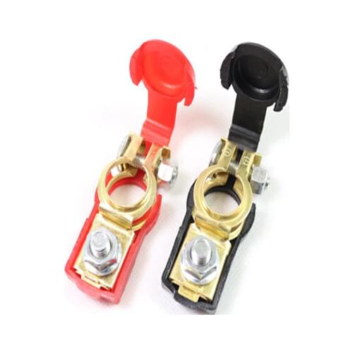 2PCS Universal Car Battery Copper Pile Head Clip Red Black Protective Cover Battery Terminal Block Card Head Connector Clip