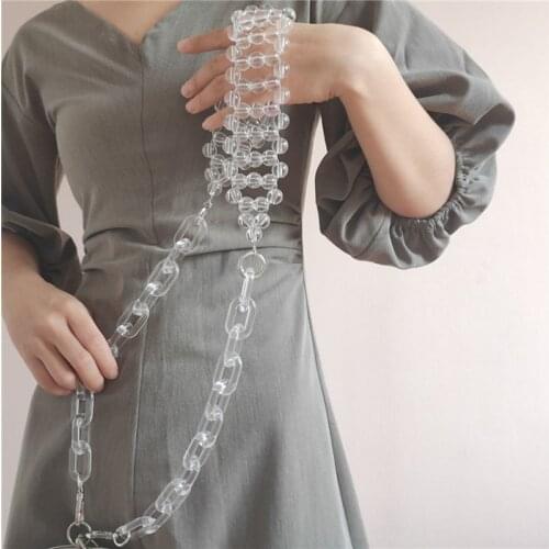 2020 new design transparent removable acrylic and beads bag chain handle for bag strap
