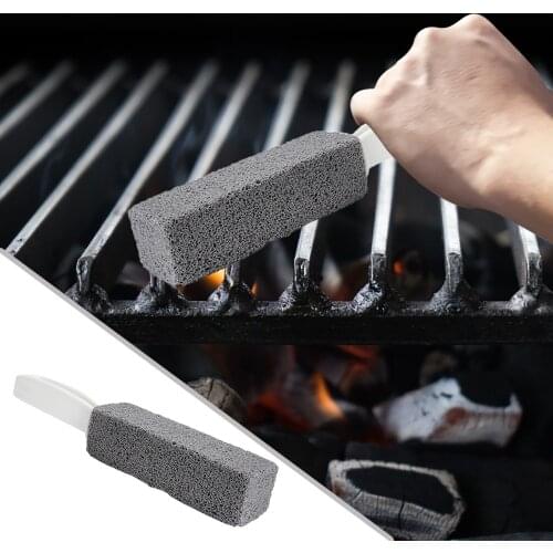 3PC BBQ Cleaning Bricks With Handle Barbecue Cleaning Tools Grilling Pumice Cleaning Brush Cleaning Stone Removing Stains Tools