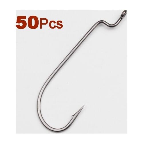 50pcs/lot narrow Crank Fishing Hooks Fishing hook High quality crank hook for Soft Worm Bait Crankbait Fishi