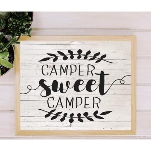 Camper Sweet Camper Sign Vintage Posters and Prints Farmhouse Wood Wall Art Canvas Painting Wall Picture Rustic Home Art Decor