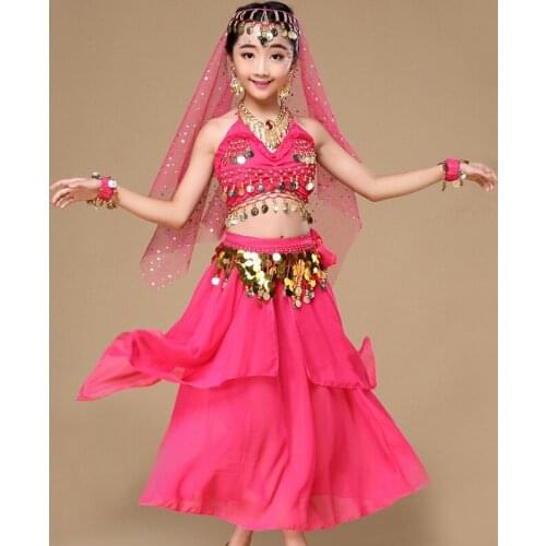 Kids Belly Dance Costumes Set Oriental Dance Costumes Bellydance Set Girls Egyptian Bollywood Indian Kids Belly Dancing Clothing