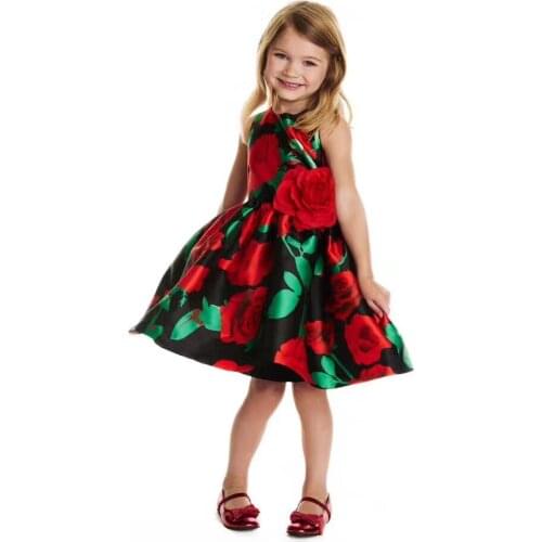 Yatheen Little Girls Floral Printed Fit-and-Flare Dresses Kids Party Dress
