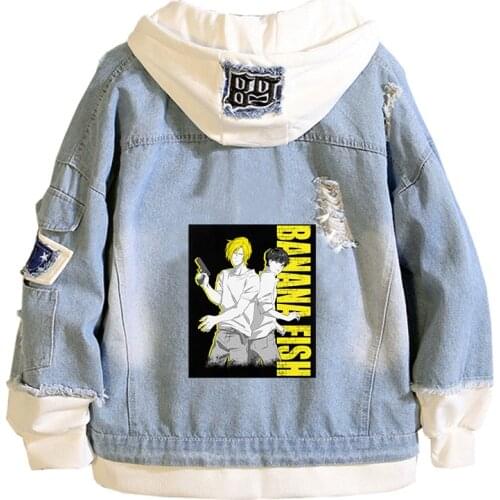BANANA FISH Demin Jacket Anime Jeans Hoodies Ash Lynx Long Sleeve Women Sweatshirt Harajuku Boys Streetwear Couple Clothes