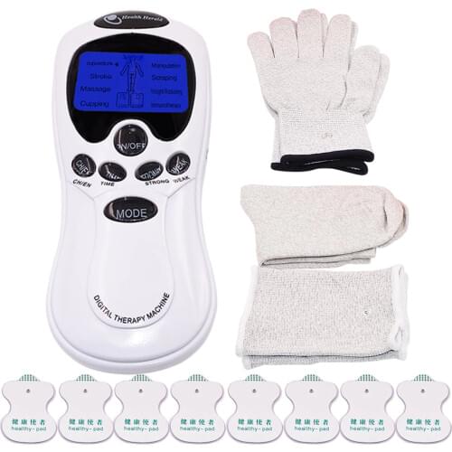 Electric Tens Massager Body Acupuncture Massager Muscle Stimulator Digital Therapy Machine 8 Electrode Pads Massage Socks Gloves