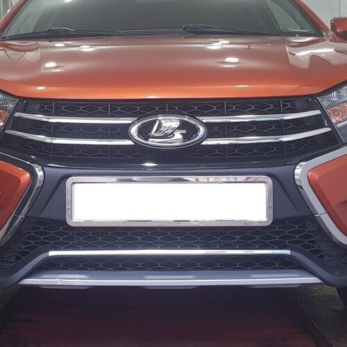 Chrome stainless steel front bumper grille decoration molding cover decorative trims for Lada Vesta sedan universal SW Cross