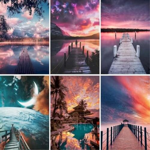 GATYZTORY 60x75cm DIY Oil Painting By Numbers Landscape Hand Painted Canvas Painting Wall Art Picture For Living Room Decors