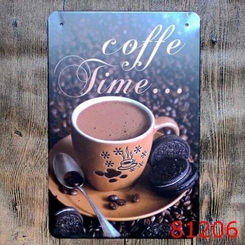 Coffe Time Bar Pub Vintage Retro Metal Tin Sign