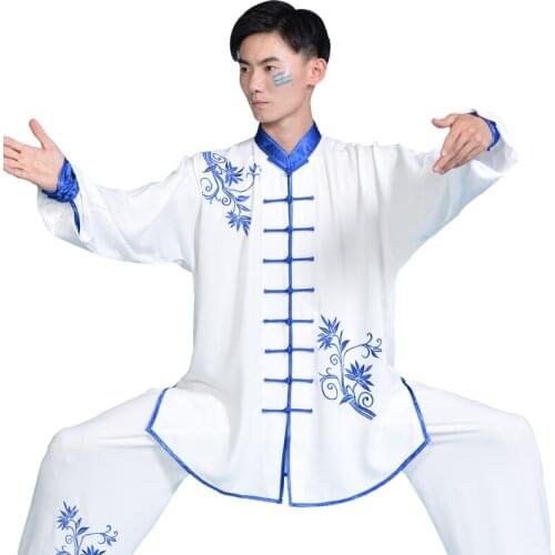 Embroidery Tai Ji Suit Mens Spring and Autumn Tai Ji Suit Suit Chinese Style Female Tai Chi Exercise Clothing Martial Arts