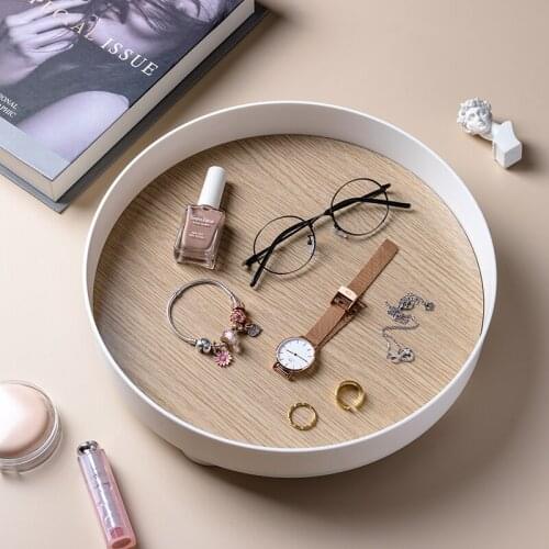 Round Multi-purpose Storage Tray Cosmetic Organizer Bathroom Kitchen Living Room Bedroom Sundries Storage Basket