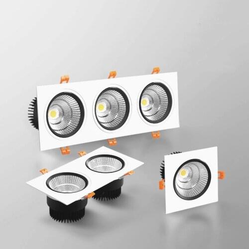 Square Recessed Dimmable COB LED Downlights 7W 9W 12W 18W 21W LED Ceiling Spot lights 110~240V LED Ceiling Lamps Indoor Lighting