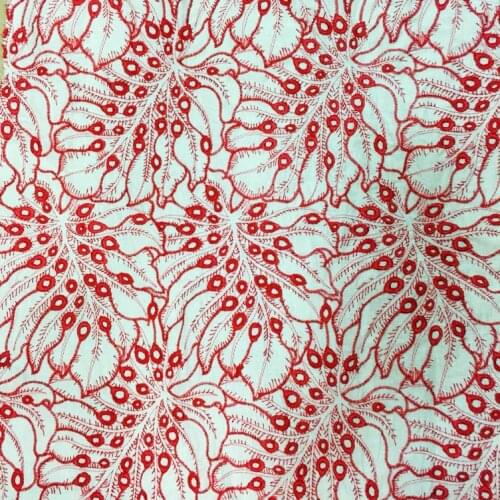LASUI 1y=1lot new Large leaves Cotton embroidery fabric Diy handmade materials cloth fabrics Breathable cotton Beautiful M0035