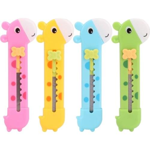 Cute Giraffe Utility Knife Paper Cutter Cutting Paper Razor Blade Office Stationery Escolar Papelaria School Supply