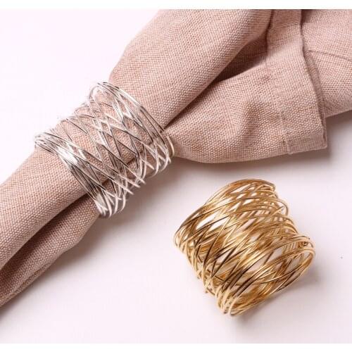 Metal Hollow Napkin Buckle Set Hand Made Towel Napkin Rings for Wedding Party Table Decoration