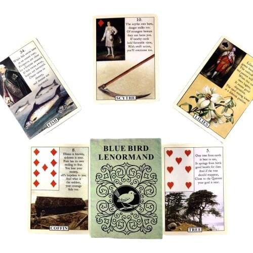 Latest High Quality Blue Bird Lenormand Tarot Cards Fortune Guidance Telling Divination Deck Board Game With PDF Guidebook 36Pcs