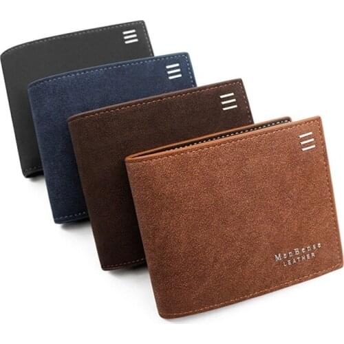 New Men Wallet Leather ID Credit Cards Holder Clutch Coin Purse Luxury Brand Wallet Frosted Short Wallets Men Wallet Coin Pocket