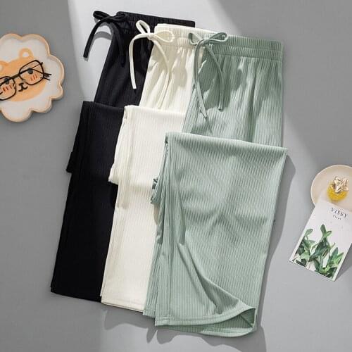 Solid Color Black Wide-Legged Straight Plus Size Oversize Korean Fashion Vintage Summer Sweatpants WomenS Clothing Pants 2021