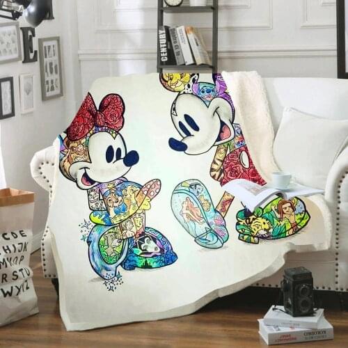 Disney Minnie Mickey Mosue Baby Blanket Throw Sofa Bed Cover Single Twin Bedding for Boys Girls Children Gifts Sherpa Blankets