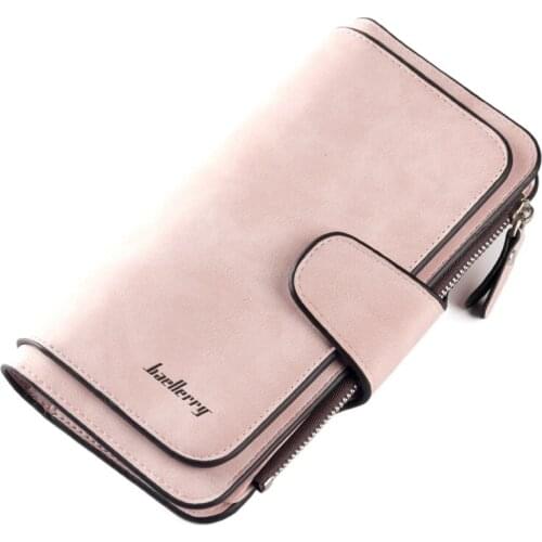 2021 Luxury Leather Wallets for Women Frosted Two-tone Fabric Long Wallet Casual Buckle Coin Purse Multi-card Position Clutch