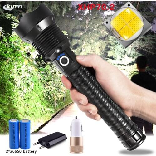 80000 Lumens Most powerful Lamp xhp70.2 LED flashlight usb Zoom led torch xhp70 xhp50 18650 or 26650 battery for Outdoor Camping